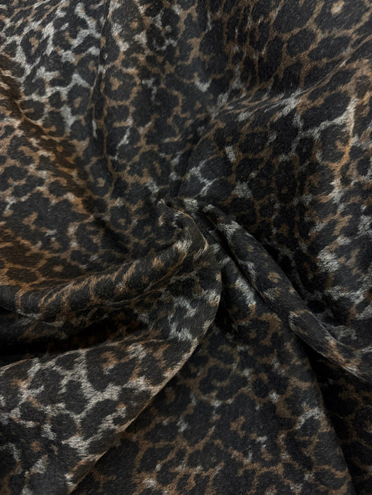 Italian Melton Wool - Grey, Brown & Black Cheetah