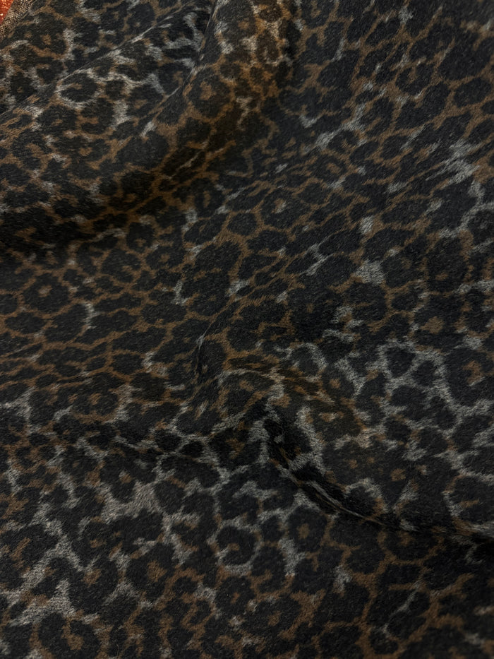 Italian Melton Wool - Grey, Brown & Black Cheetah