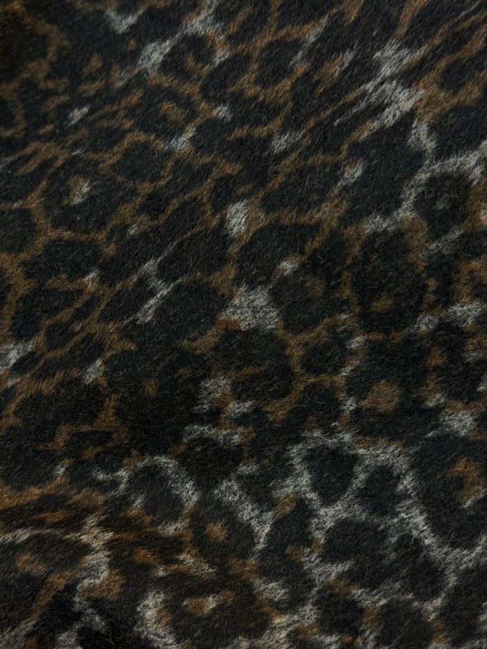 Italian Melton Wool - Grey, Brown & Black Cheetah
