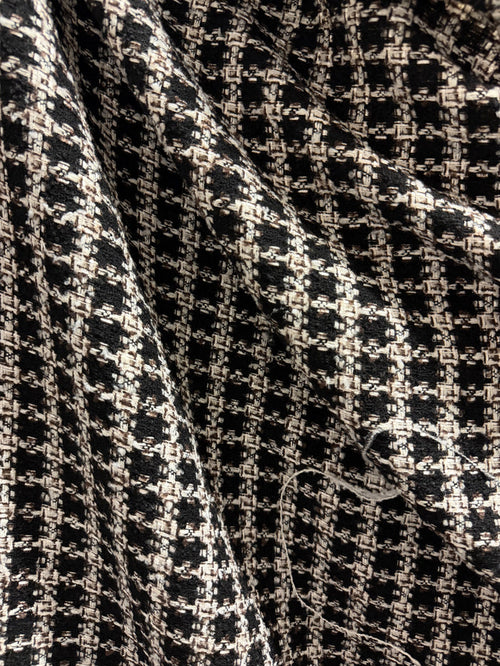 Designer Wool Blend Boucle - Brown, Black, White & Lurex