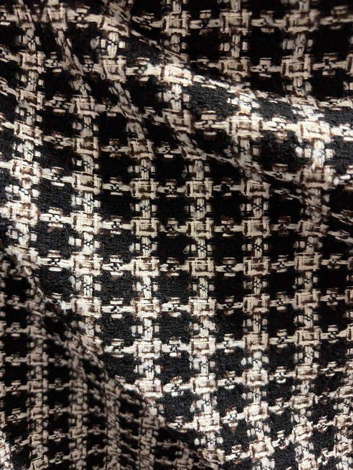 Designer Wool Blend Boucle - Brown, Black, White & Lurex