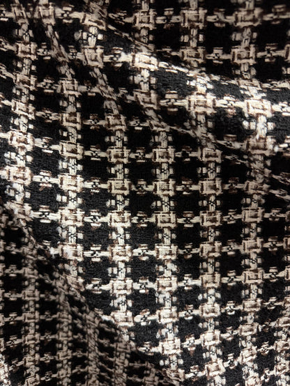 Designer Wool Blend Boucle - Brown, Black, White & Lurex