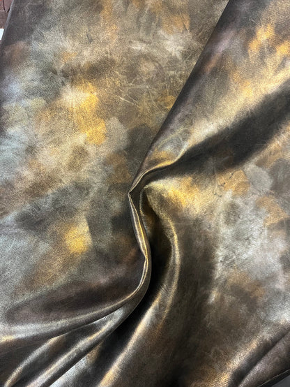 Poly Duchess Satin - Double Faced - Olive Green & Tonal Metallic