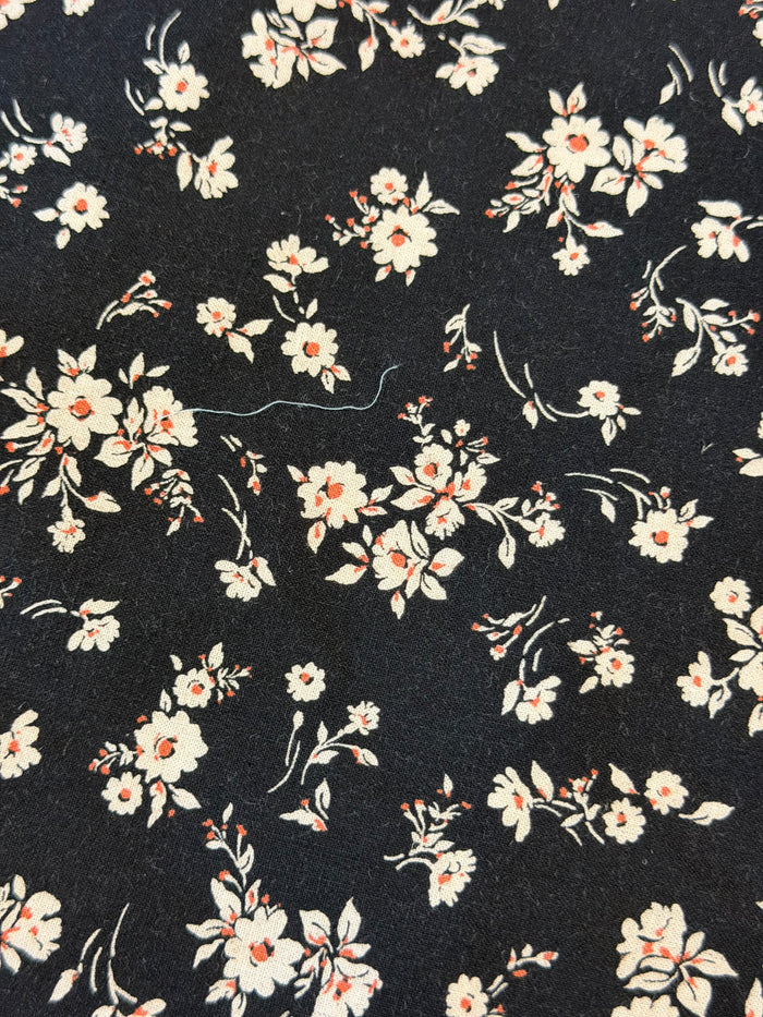 Ditsy Floral Printed Cotton - Black, Beige & Peach