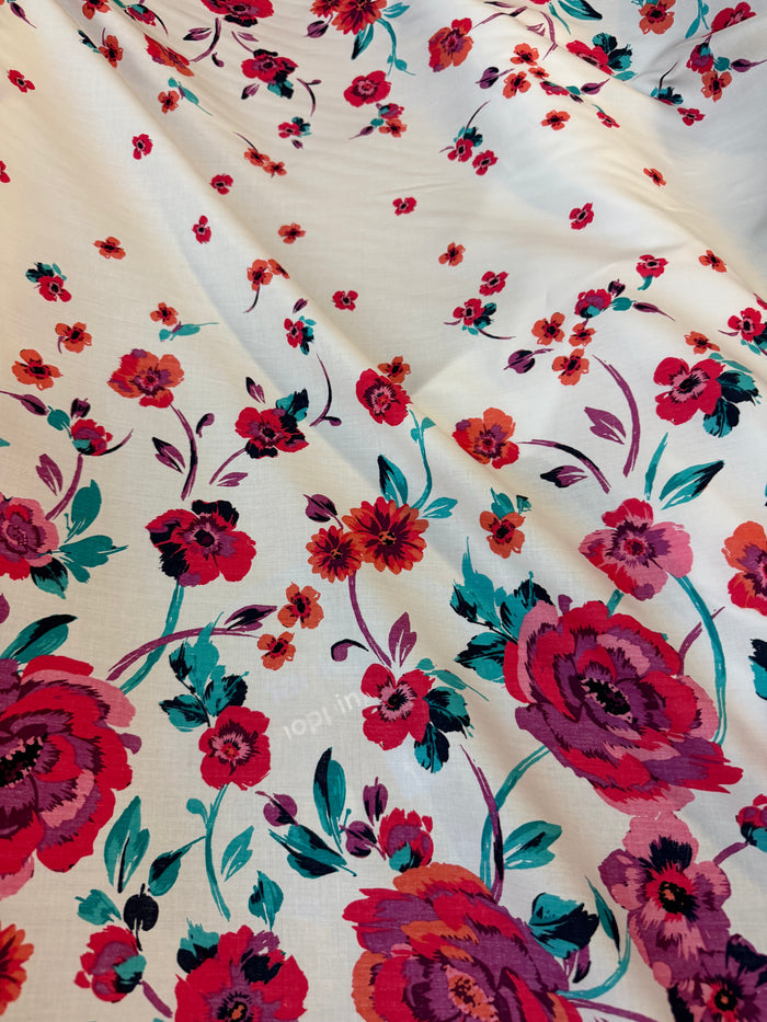 Cotton Sateen - Floral Boarder Print