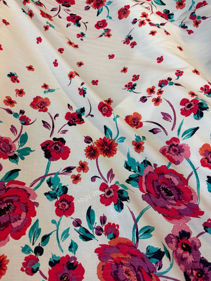 Cotton Sateen - Floral Boarder Print