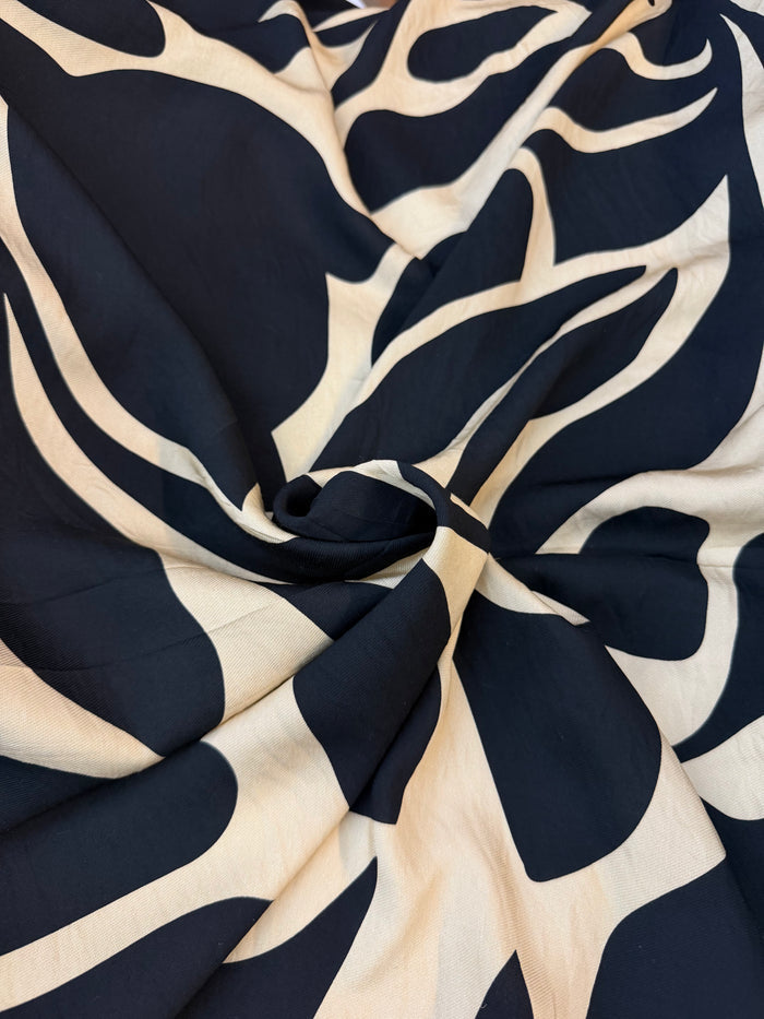 Jumbo Printed Rayon Twill - Black & Beige