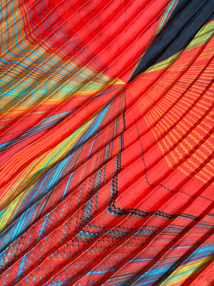 Abstract Print Pleated Poly - Chevron Multicolor