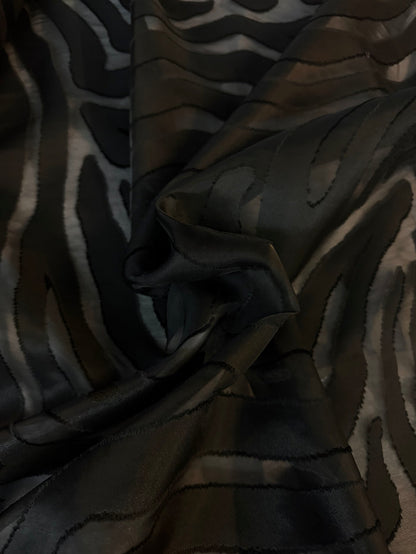 Silk Blend Organza Jacquard - Black Zebra