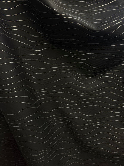 Italian Embellished Cotton Twill - Black & Silver