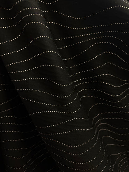 Italian Embellished Cotton Twill - Black & Silver