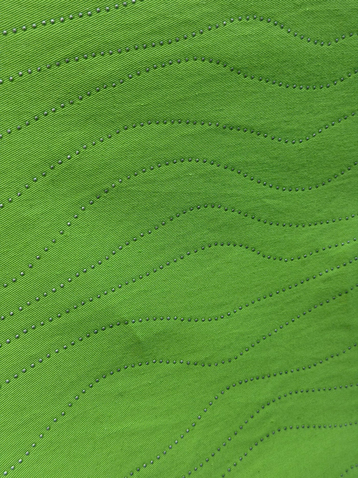 Italian Embellished Cotton Twill - Lime & Silver