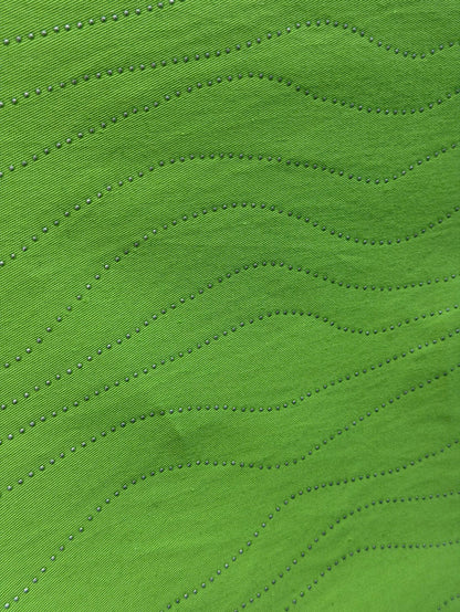 Italian Embellished Cotton Twill - Lime & Silver
