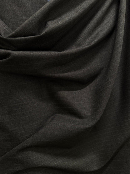 Italian Poly Rayon Suiting - Grey Pinstripe