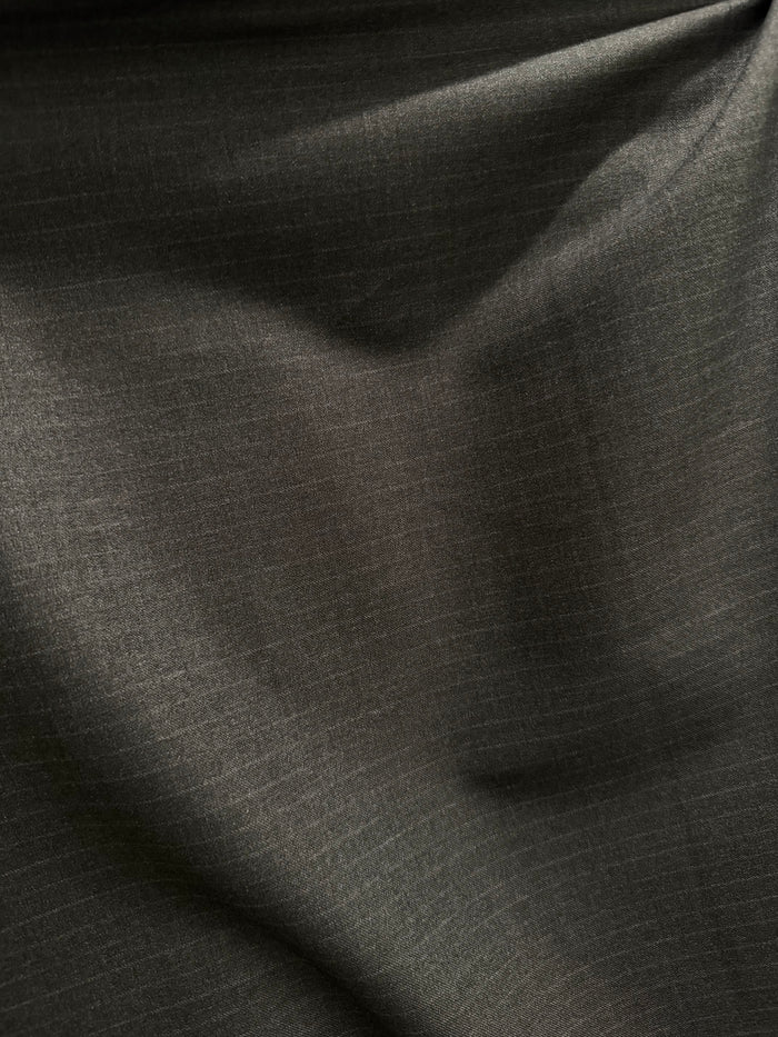 Italian Poly Rayon Suiting - Grey Pinstripe