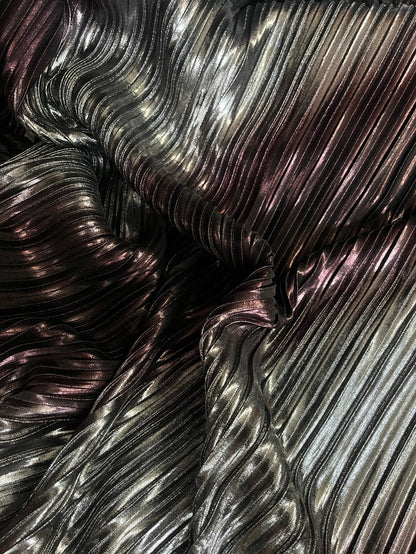 Metallic Pleated Poly - Silver & Purple