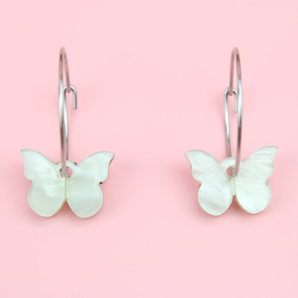 You're My Butterfly, Sugar Baby Hoop Earrings (Marble Green)