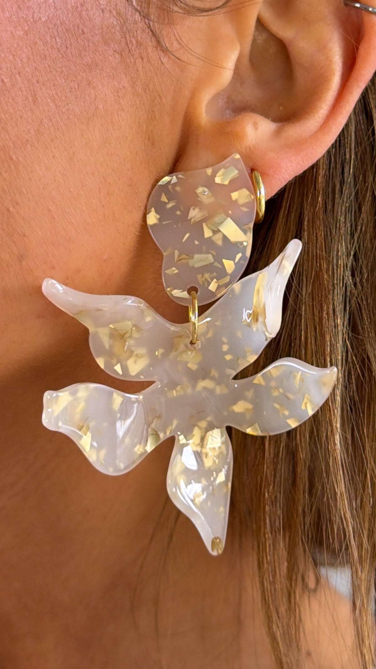 Linny Co. Flora Statement Earring, Gold Confetti