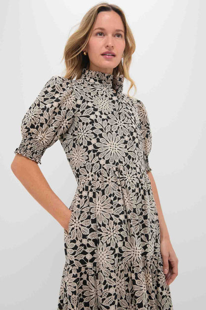 Black & Tan Printed Floral Bennett Maxi Dress