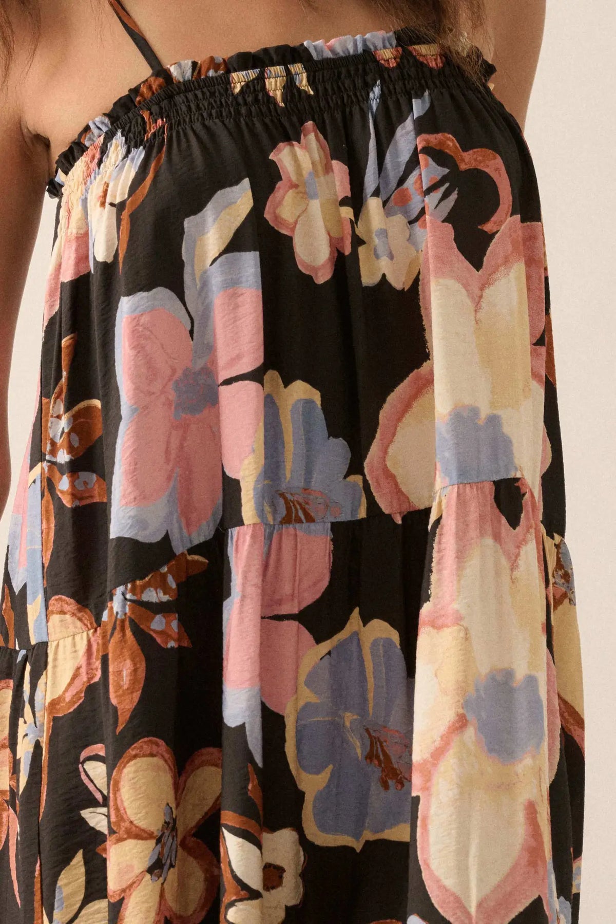 Growing Places Textured Floral Tiered Maxi Dress