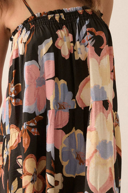 Growing Places Textured Floral Tiered Maxi Dress