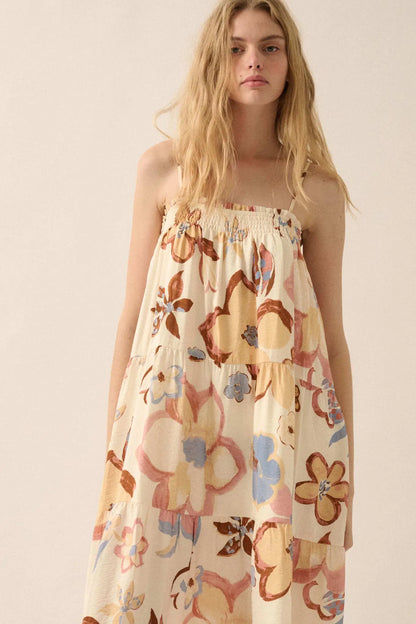 Growing Places Textured Floral Tiered Maxi Dress