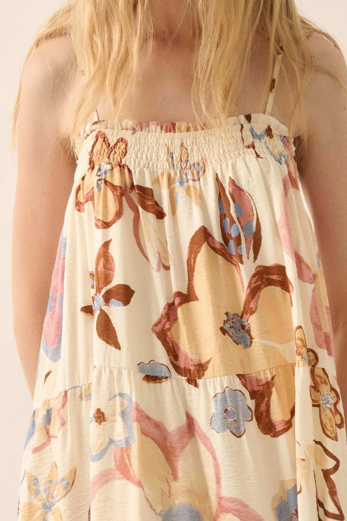 Growing Places Textured Floral Tiered Maxi Dress