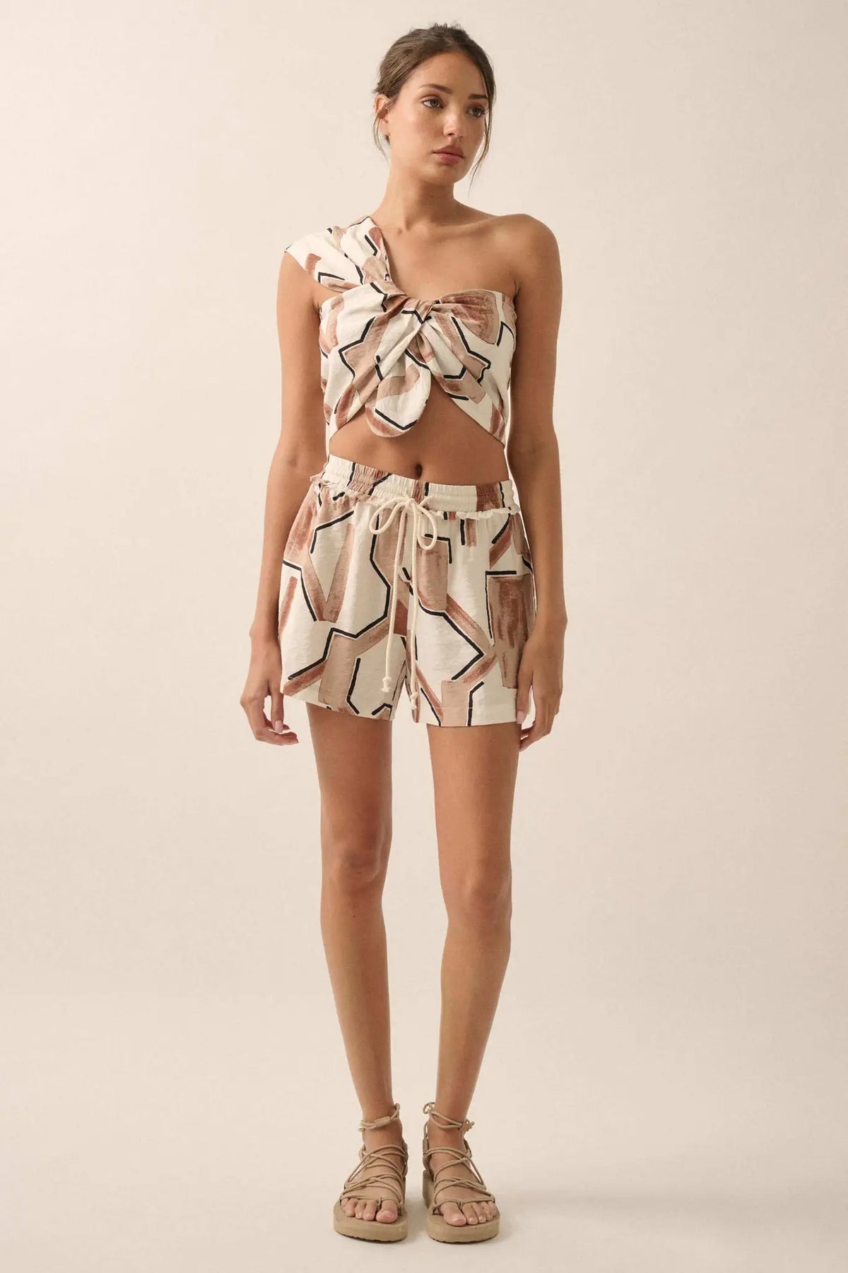 Faraway Places Abstract-Print Drawstring Shorts