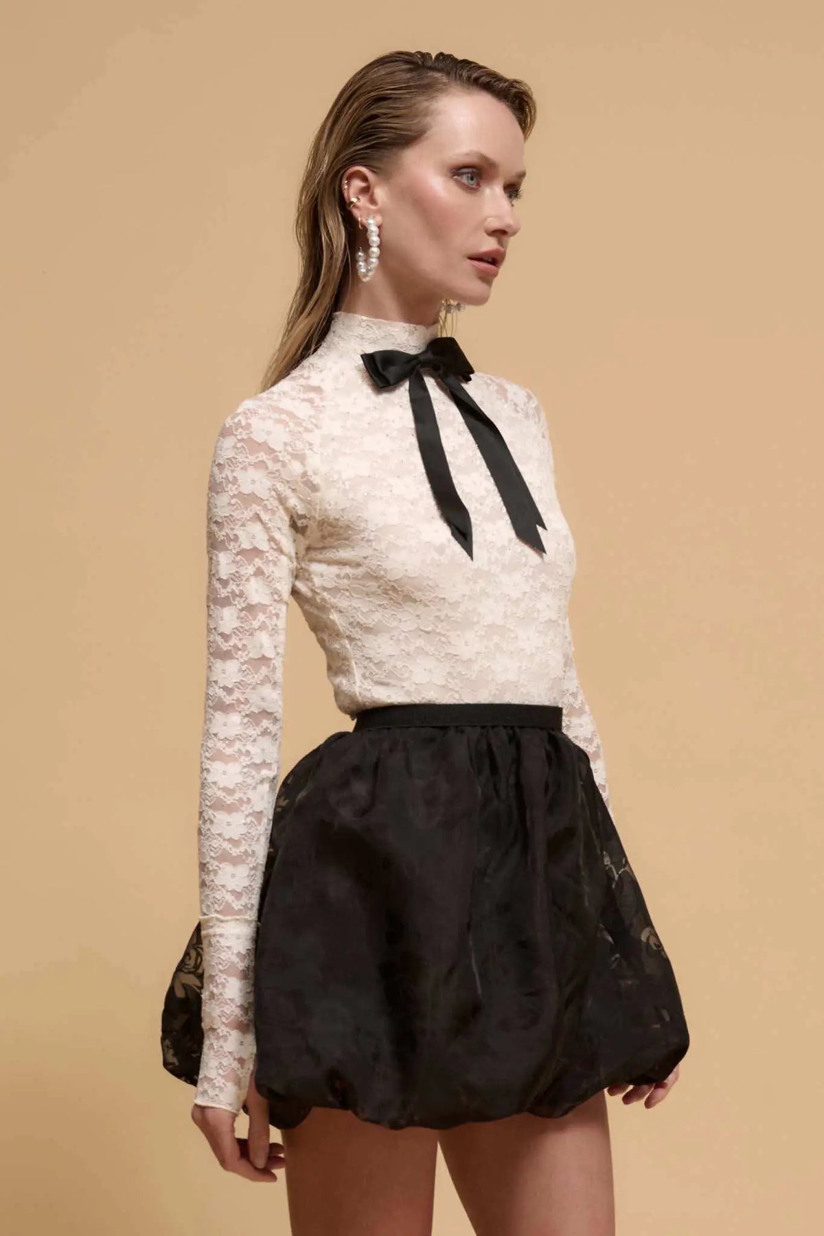 Flower by Night Floral Burnout Bubble Mini Skirt