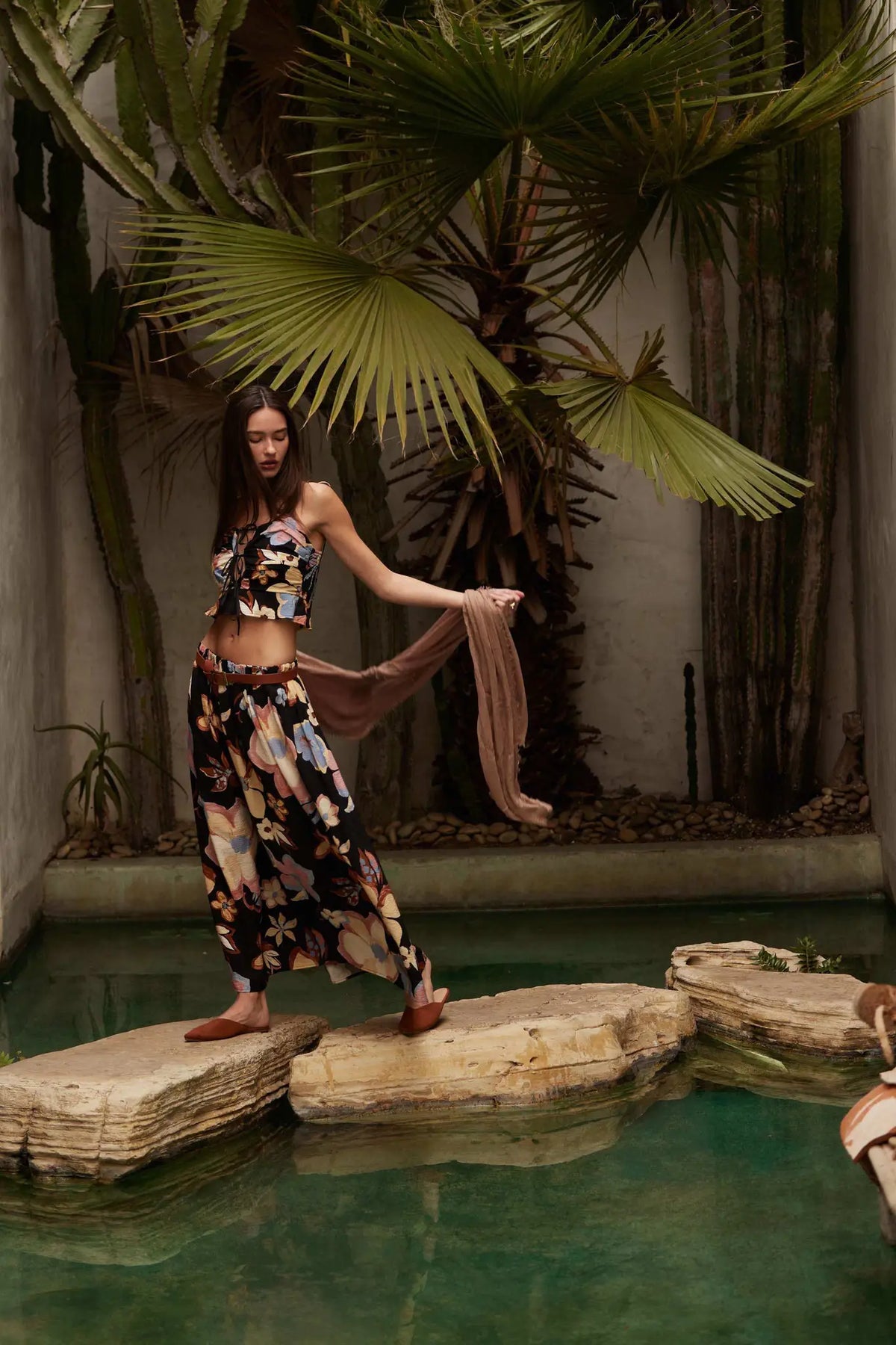 Ready to Grow Textured Floral-Print Maxi Skirt