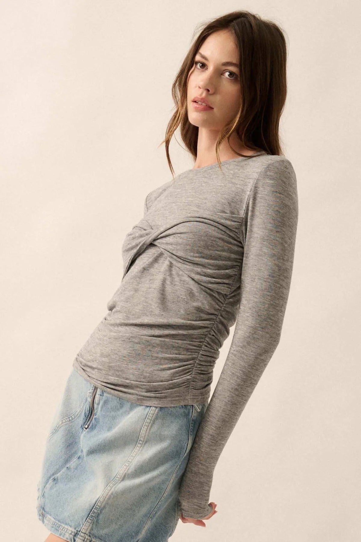 In a Twist Layered Twist-Front Baby Rib Top
