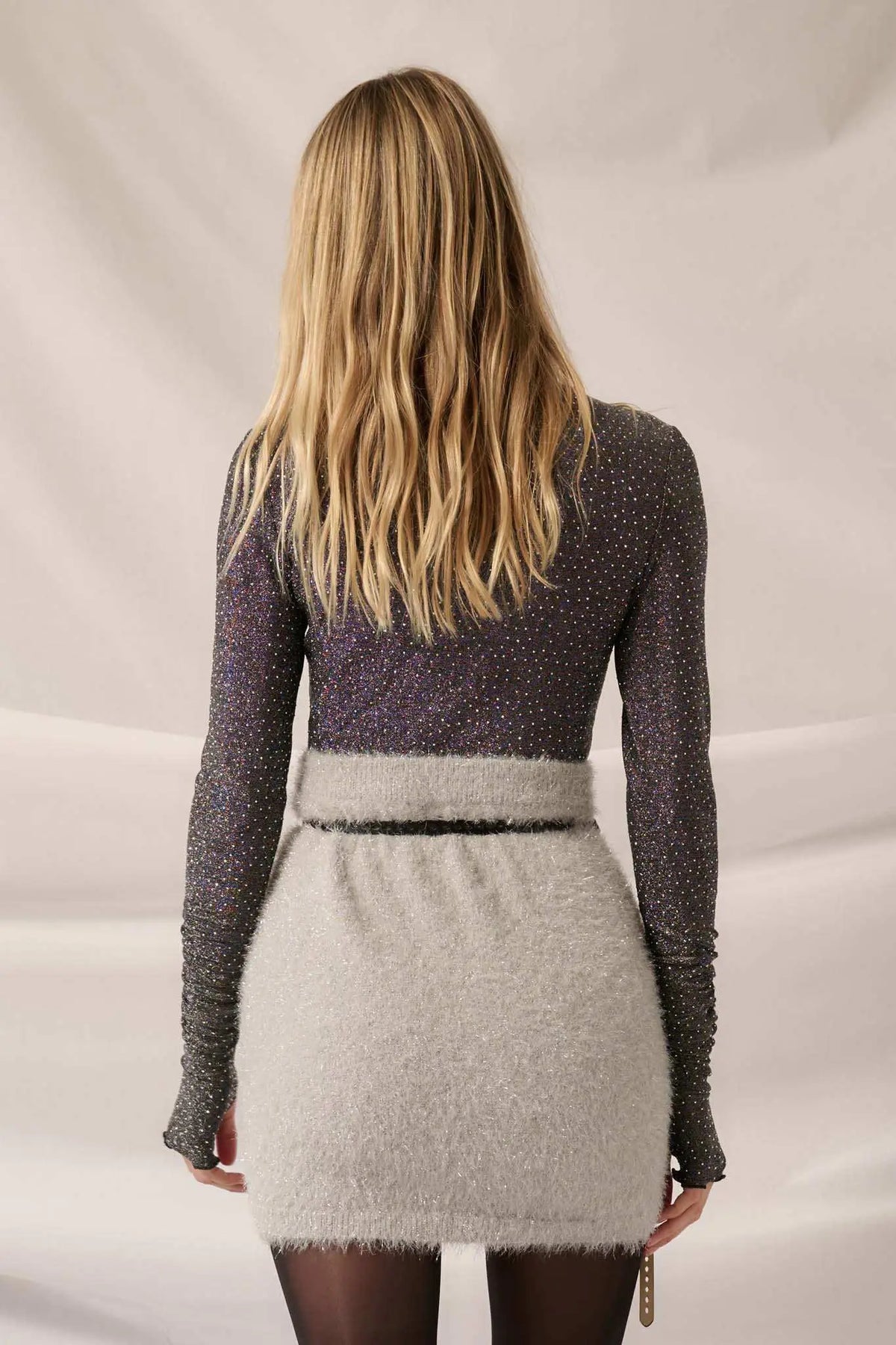 Glam Galaxy Studded Metallic Mock-Neck Bodysuit