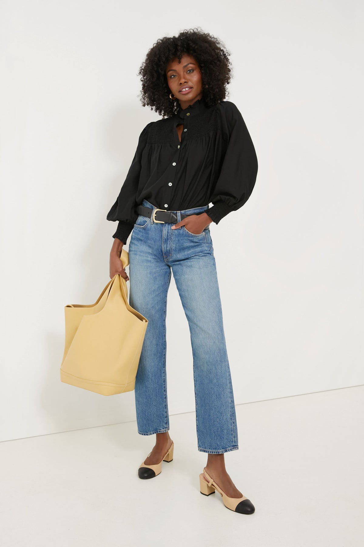 Black Jaia Smocked Blouse