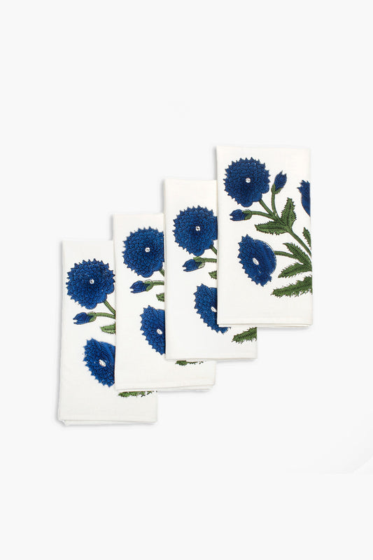 Blue Poppy Napkins Set of 4