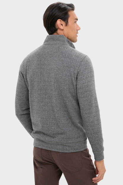 Alpine Gray Herringbone Legend Sweater Quarter Zip