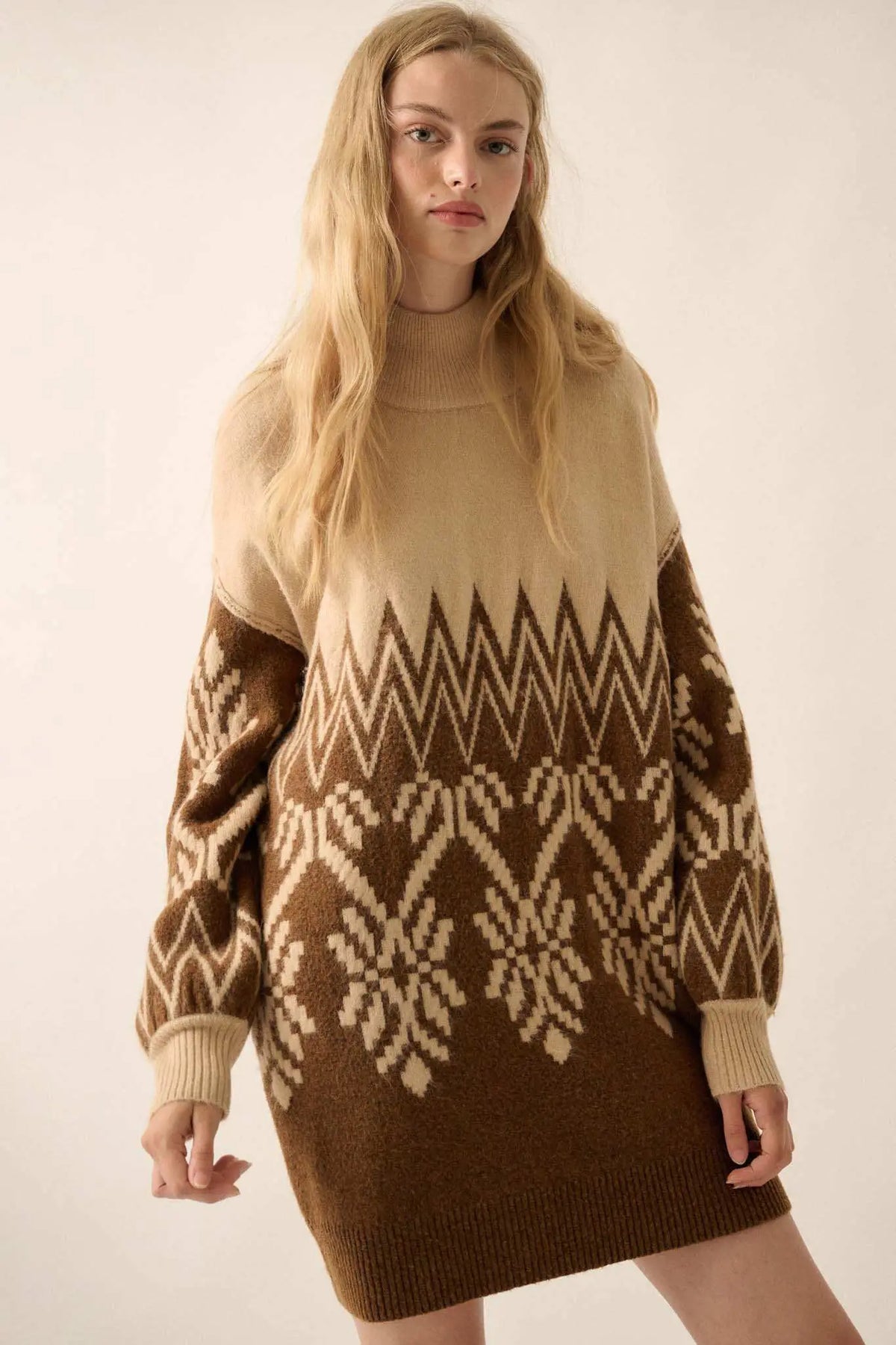 Peak Perfection Alpine Knit Mini Sweater Dress