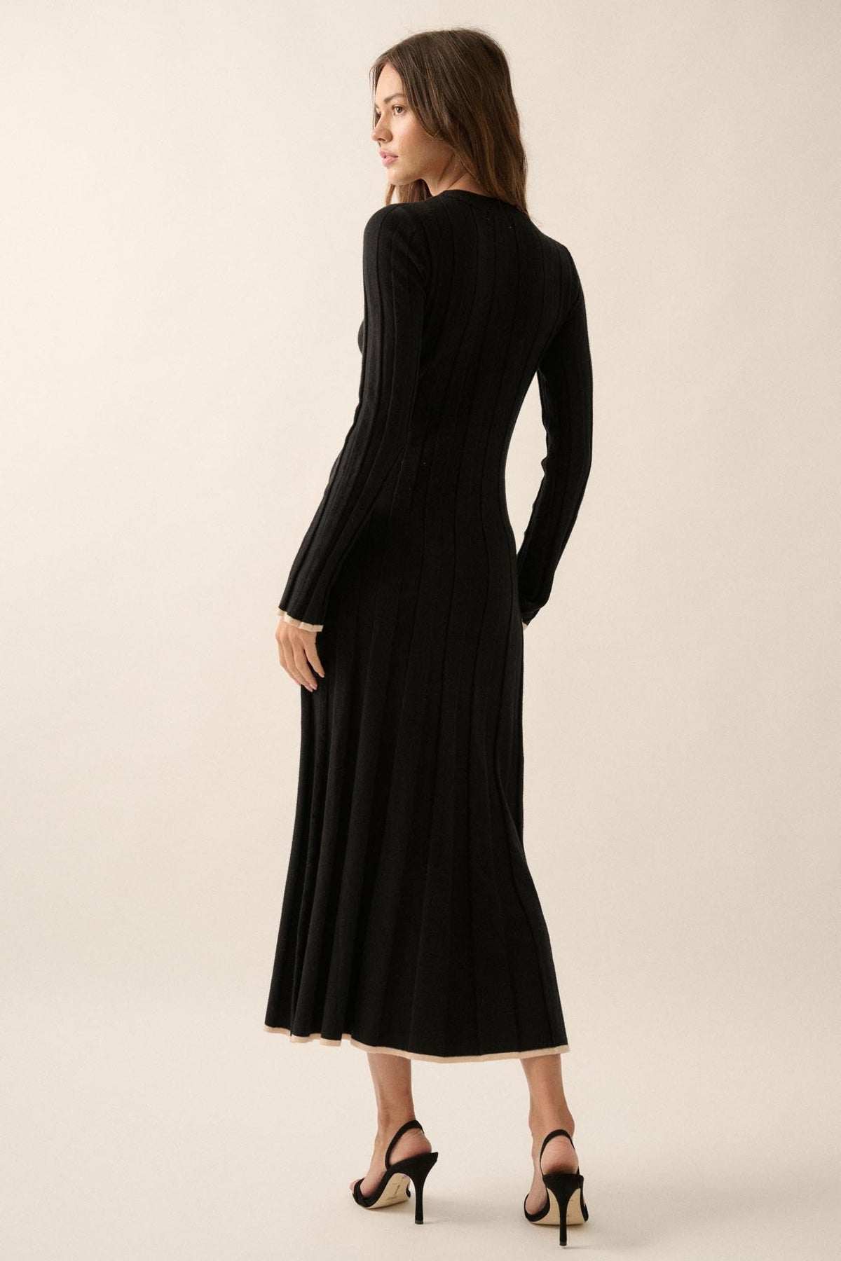 Refined Style Ribbed Knit Midi Sweater Dress