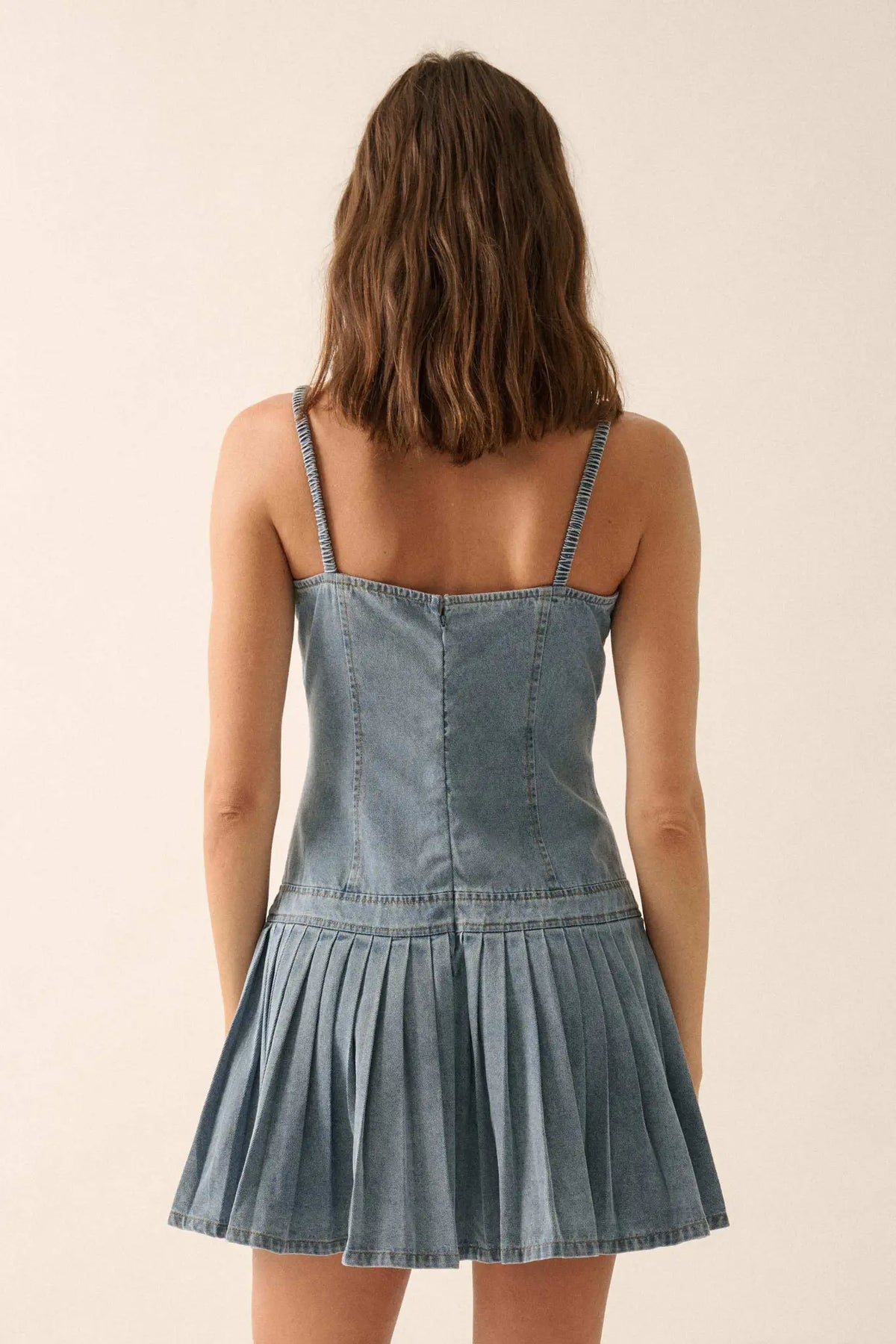 Blue Me Away Denim Drop-Waist Cami Mini Dress