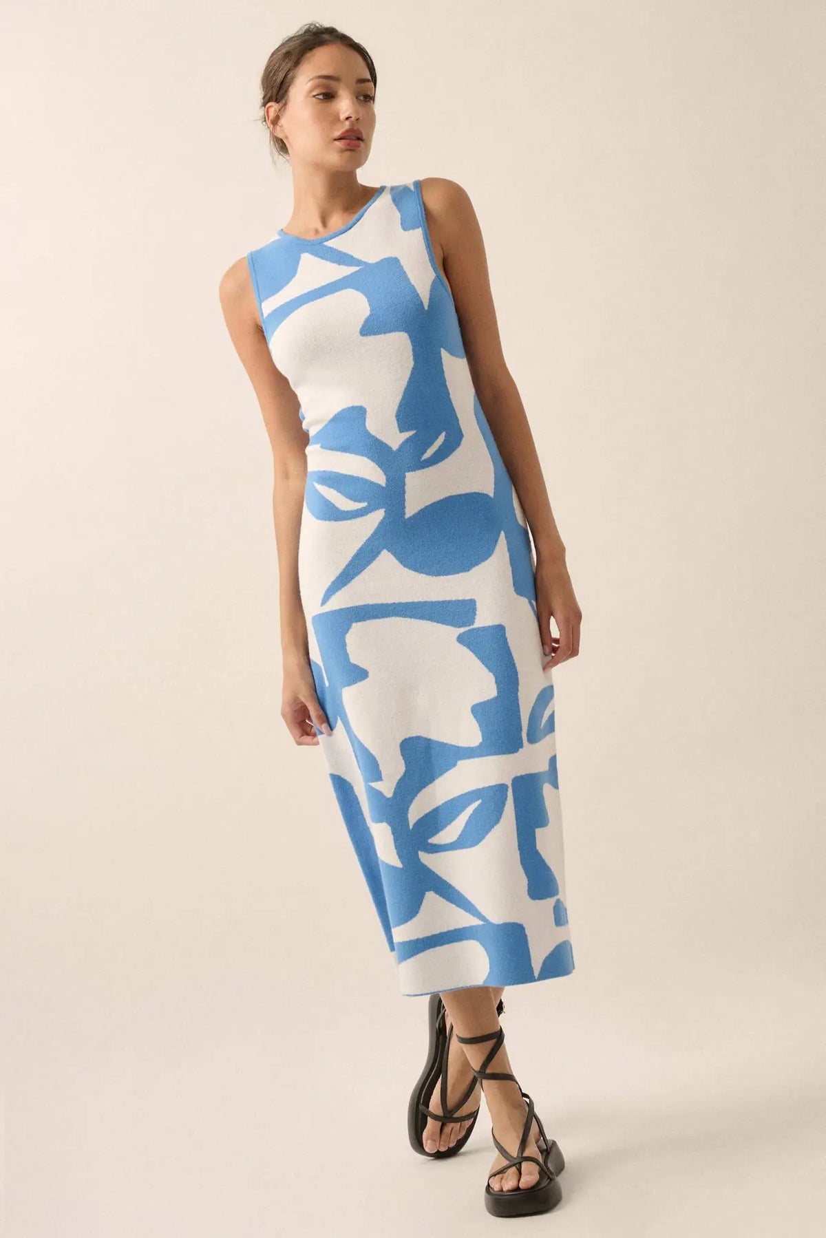 Fantastic Flora Floral Jacquard Midi Sweater Dress