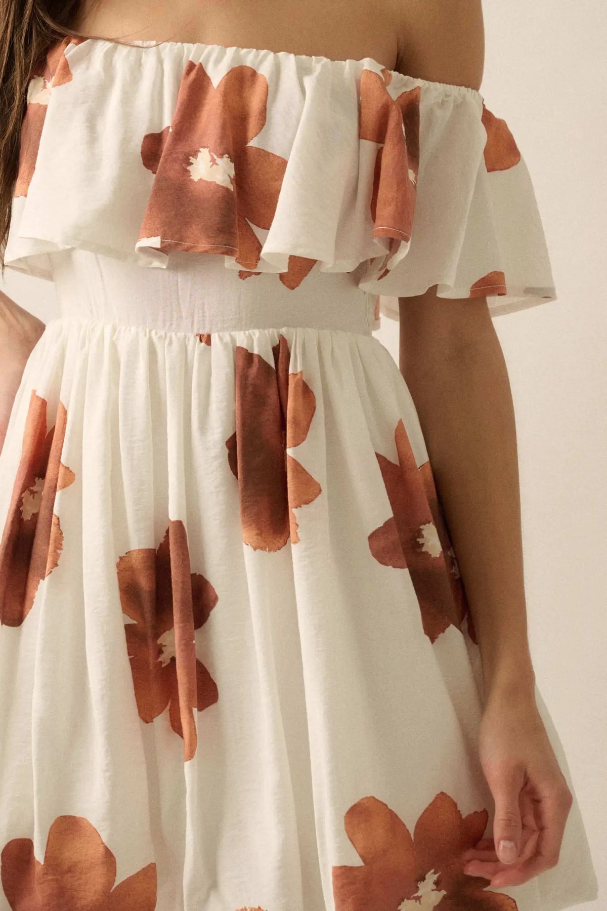 Bold Beauty Floral Off-Shoulder Flounce Mini Dress