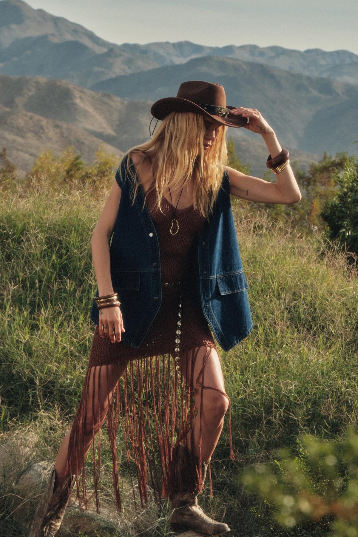 Fringe Benefits Crochet Fringed Maxi Tank Dress