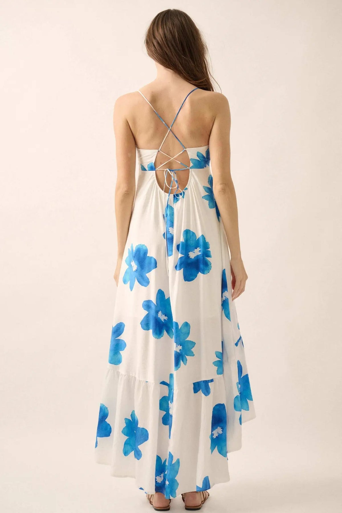 Beautiful Season Floral High-Low Ruffle Maxi Dress