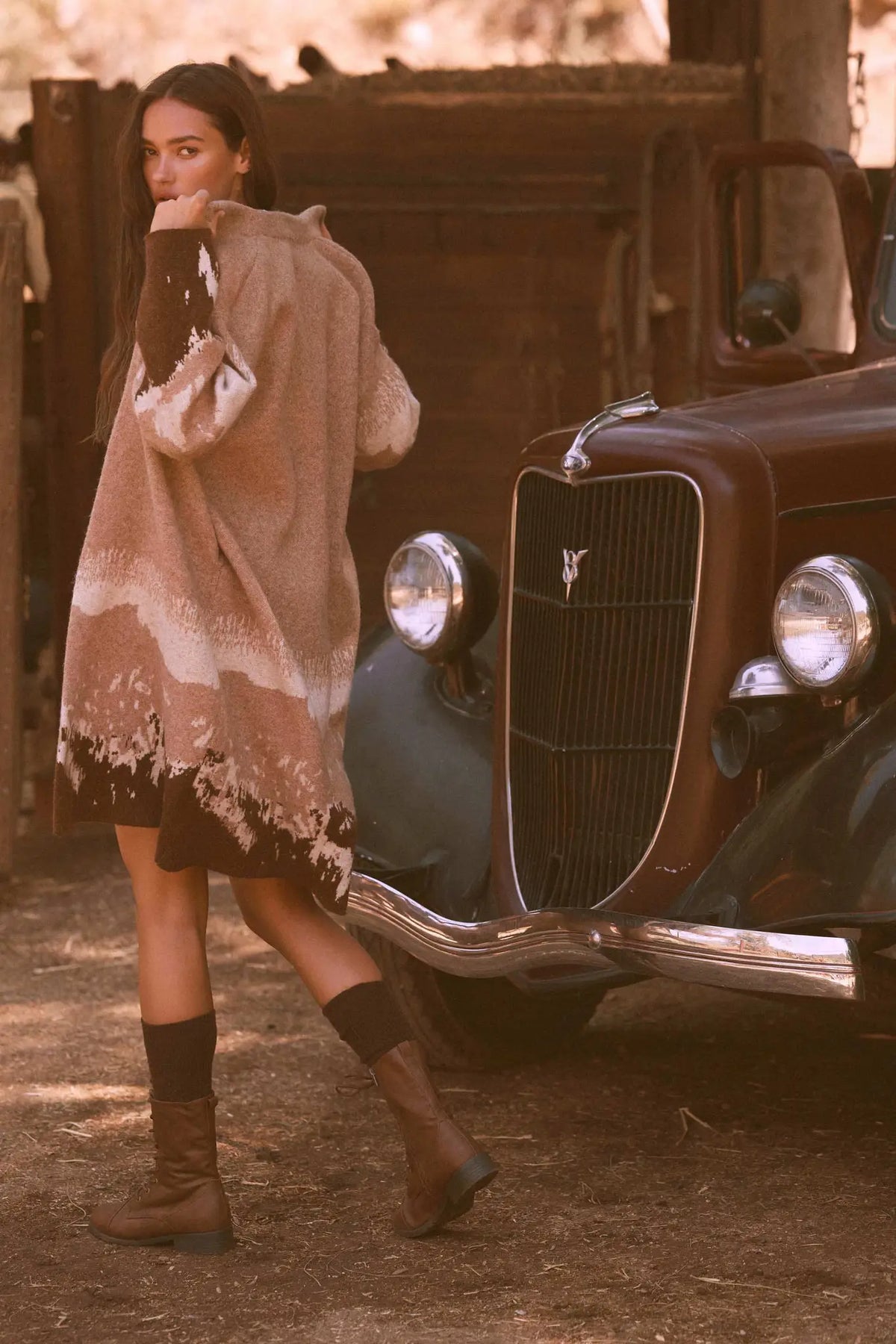 Northern Range Open-Front Graphic Duster Cardigan
