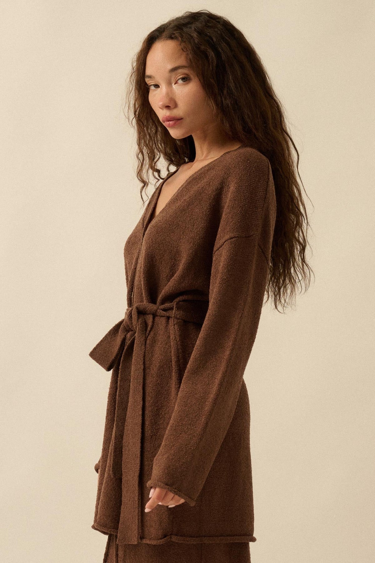 Promise the Label Belted Button-Front Cardigan