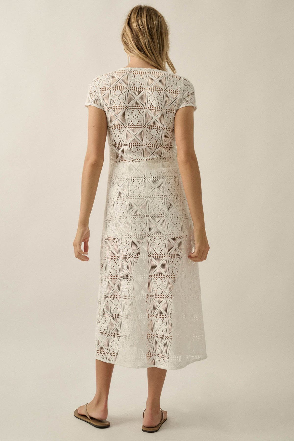 Spirit Walk Crochet Short-Sleeve Duster Cardigan