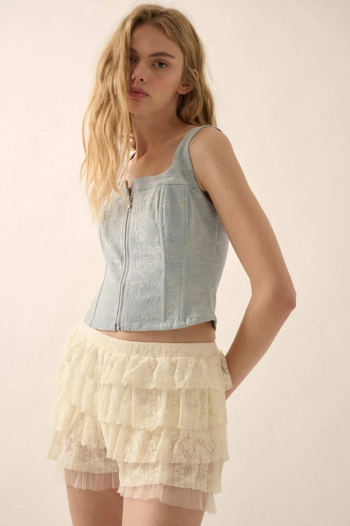 Dolly Dear Ruffled Lace and Mesh Bloomer Shorts