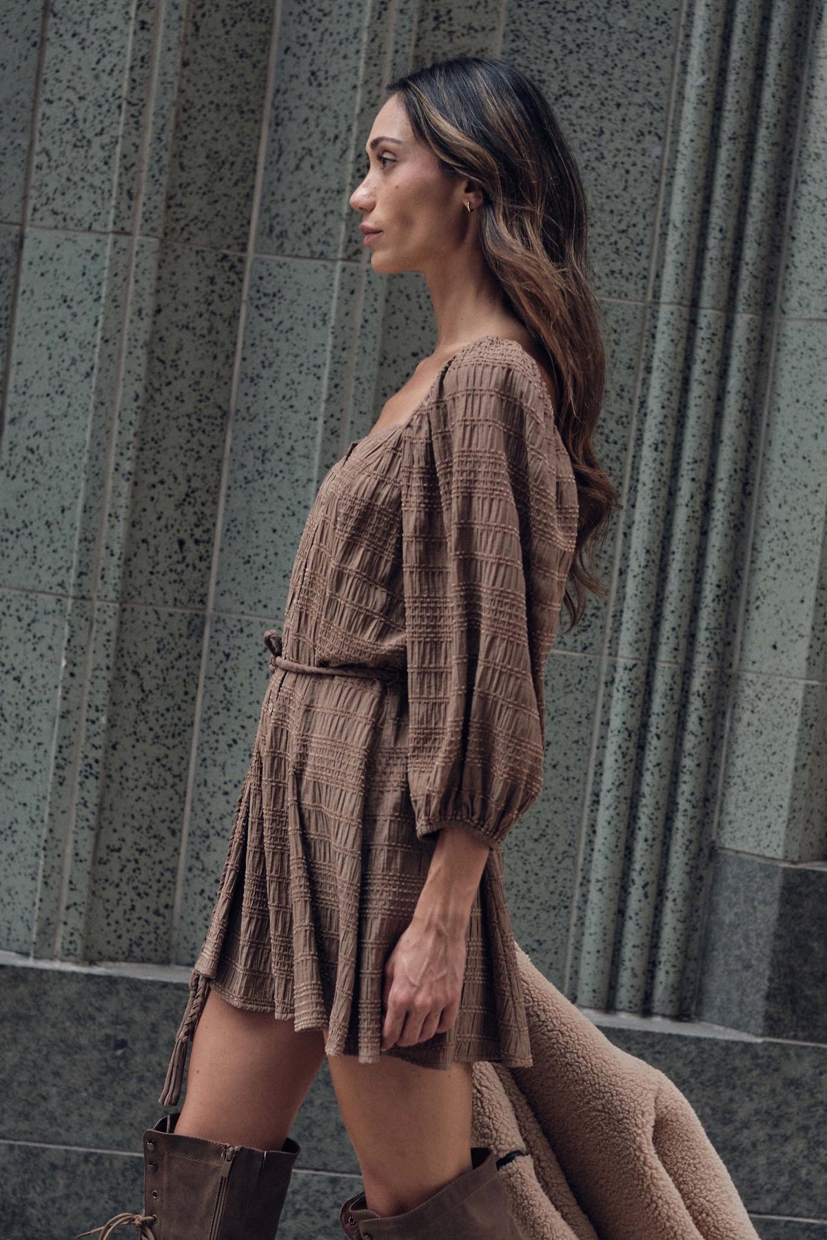 Day by Day Smocked Bubble-Sleeve Romper