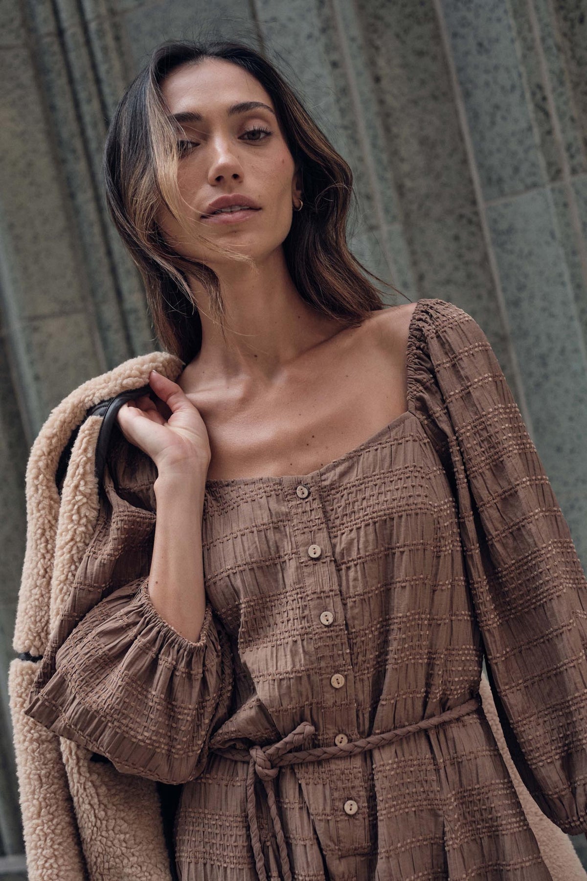 Day by Day Smocked Bubble-Sleeve Romper