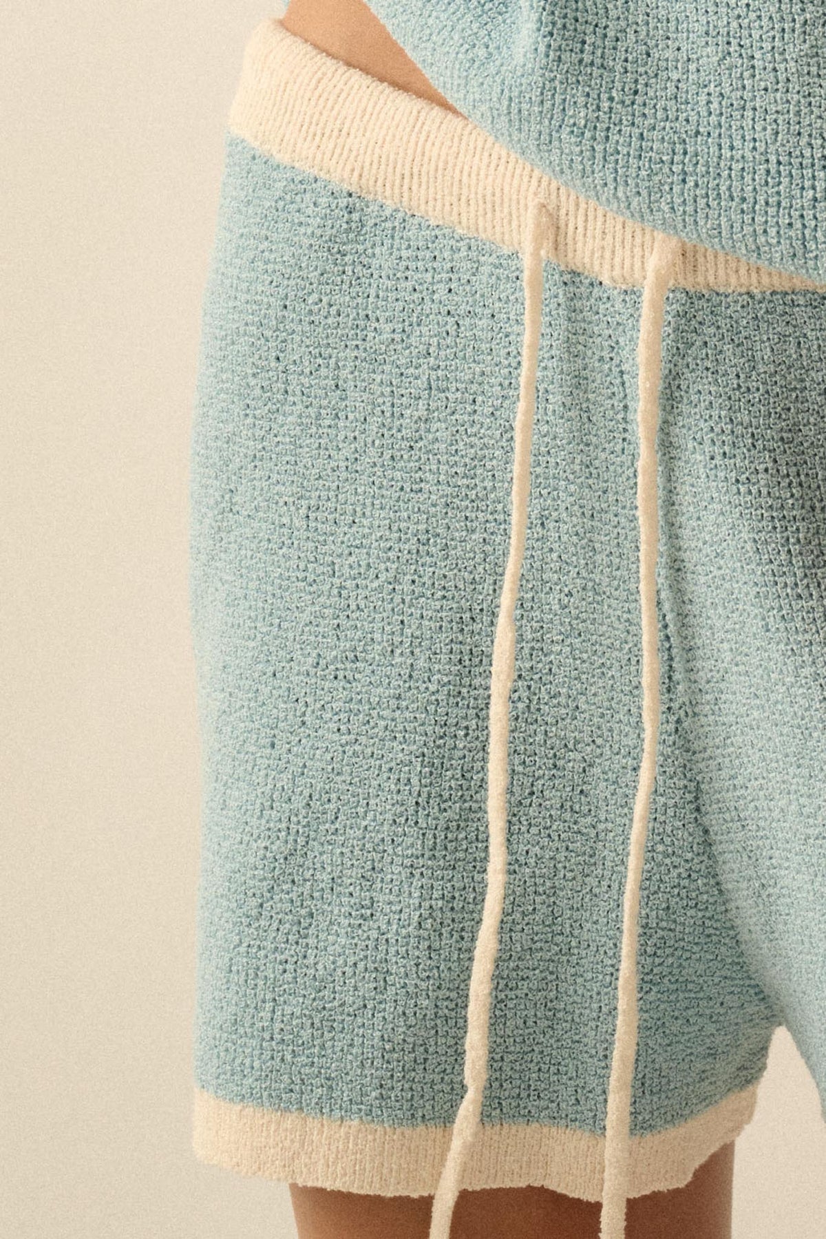 Easy Breezy Contrast Knit Drawstring Shorts