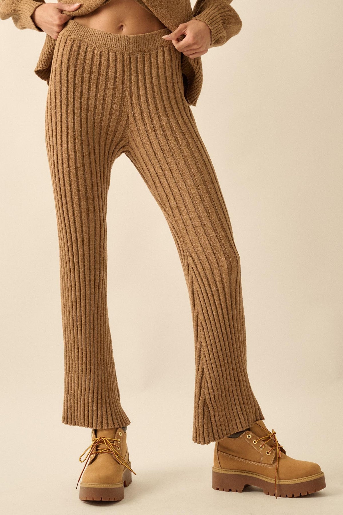 Promise the Label Textured Rib-Knit Sweater Pants